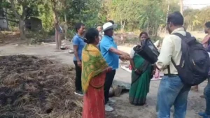 Trinamool leader Pradeep Kar stands by tribal families affected by Debora fire